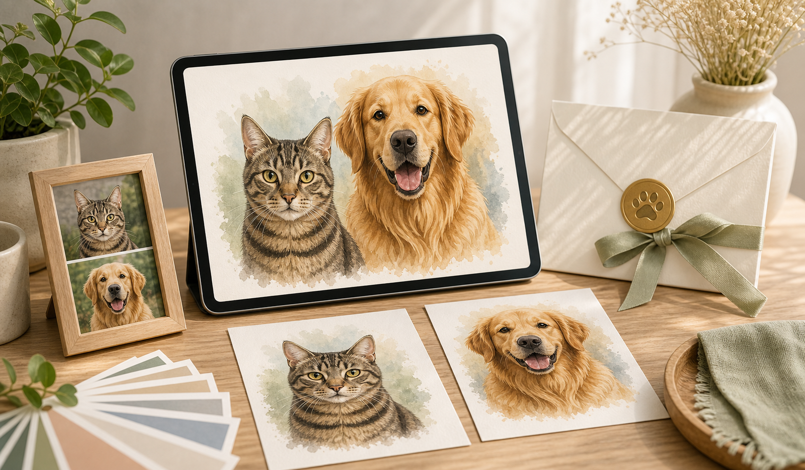 custom digital pet portrait from photo