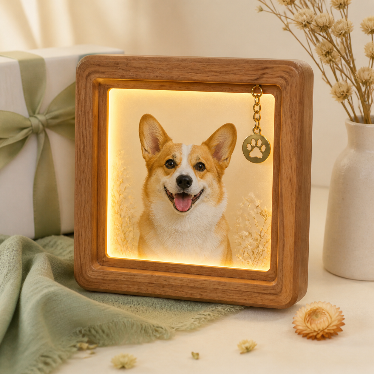 personalized dog memorial light frame with photo