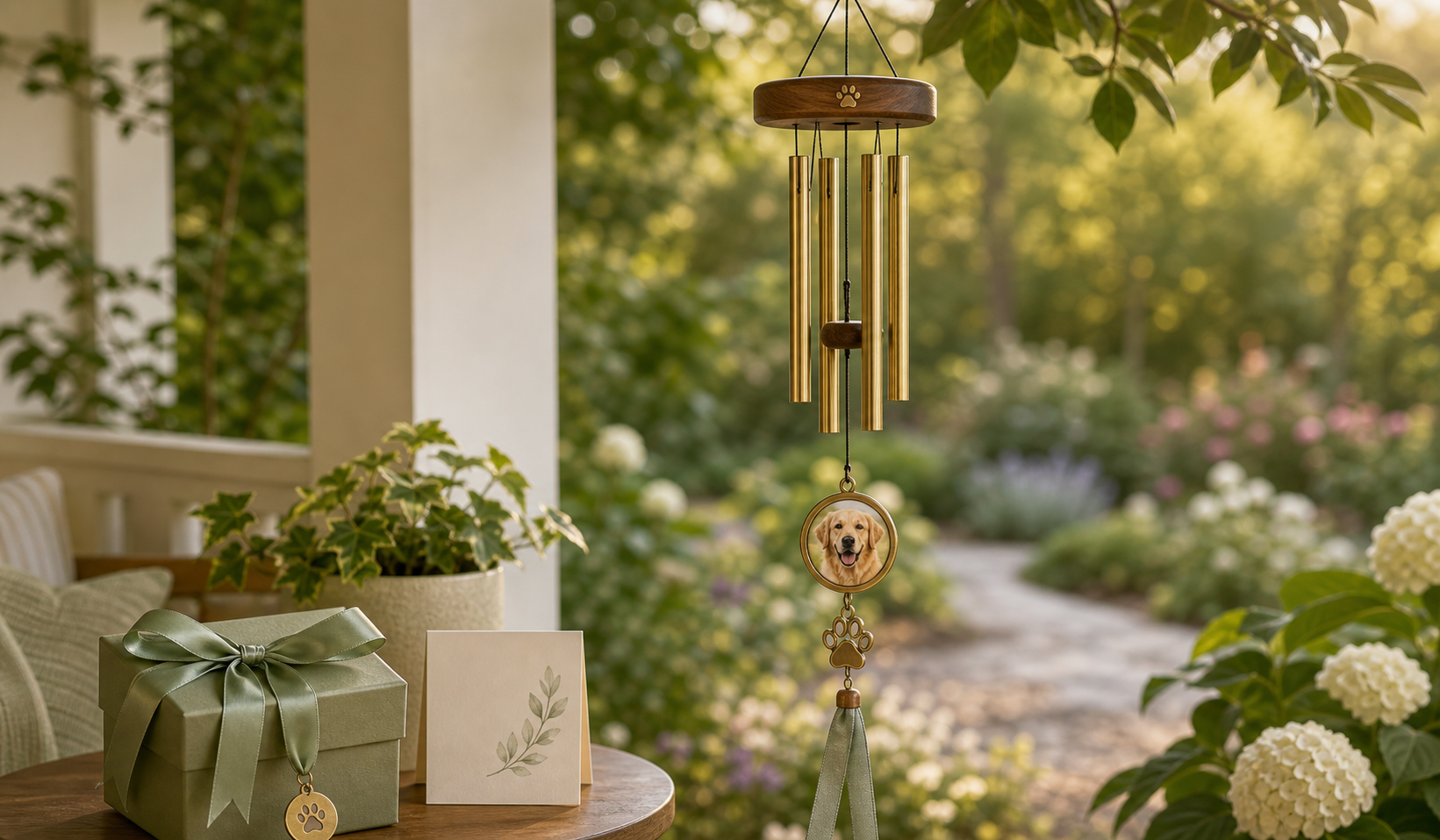 personalized pet memorial wind chime for garden remembrance