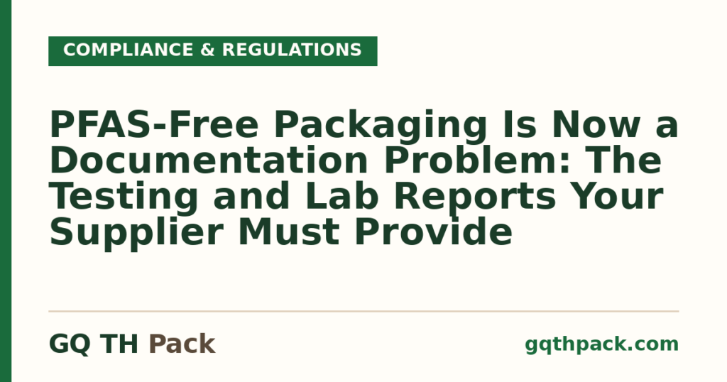 PFAS-Free Packaging Is Now a Documentation Problem: The Testing and Lab Reports Your Supplier Must Provide