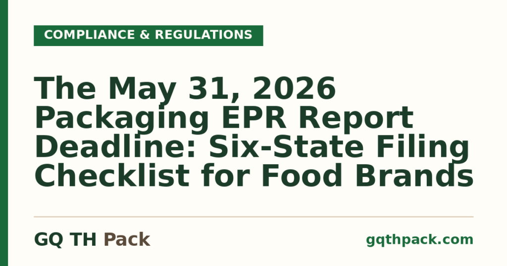 The May 31, 2026 Packaging EPR Report Deadline: Six-State Filing Checklist for Food Brands The May 31, 2026 Packaging EPR Report Deadline: Six-State Filing Checklist for Food Brands