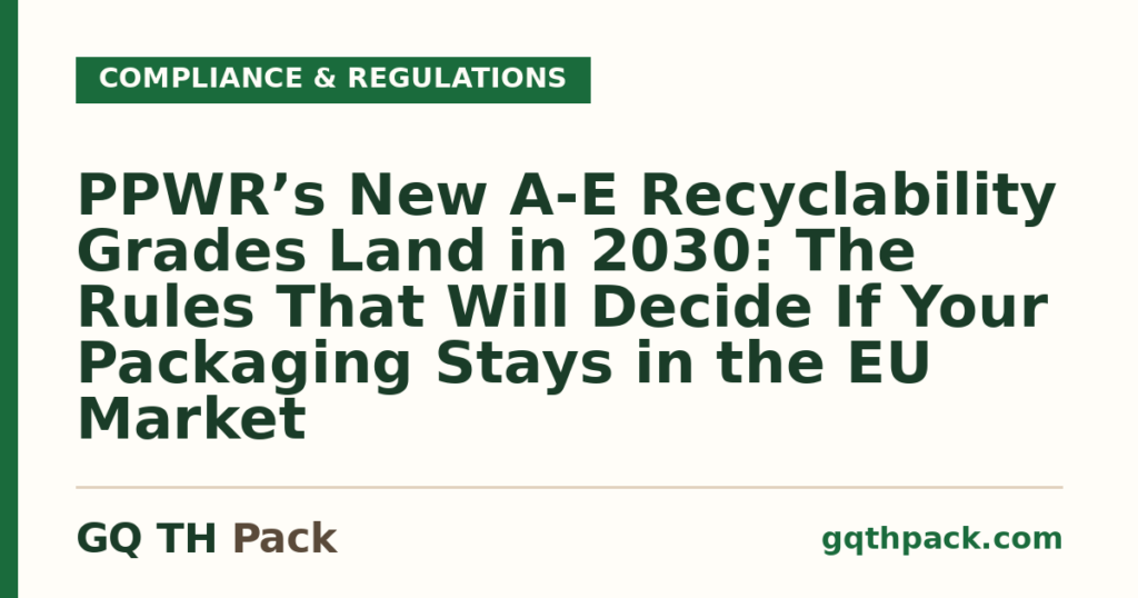 PPWR’s New A-E Recyclability Grades Land in 2030: The Rules That Will Decide If Your Packaging Stays in the EU Market