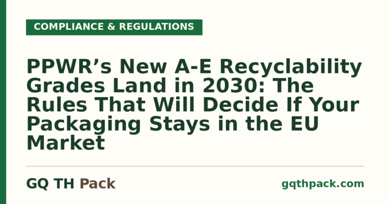 PPWR’s New A-E Recyclability Grades Land in 2030: The Rules That Will Decide If Your Packaging Stays in the EU Market